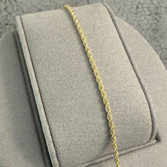 10k Yellow Gold Diamond Cut Rope Bracelet 6.5in, 1.9mm, ITALY~NEW - Picture 5 of 7